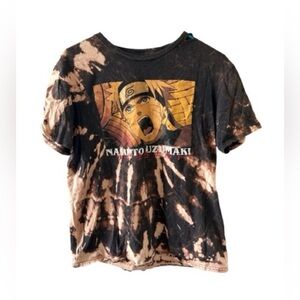 Naruto Uzumaki Shippuden Bleach Dyed Distressed Graphic Tee XL